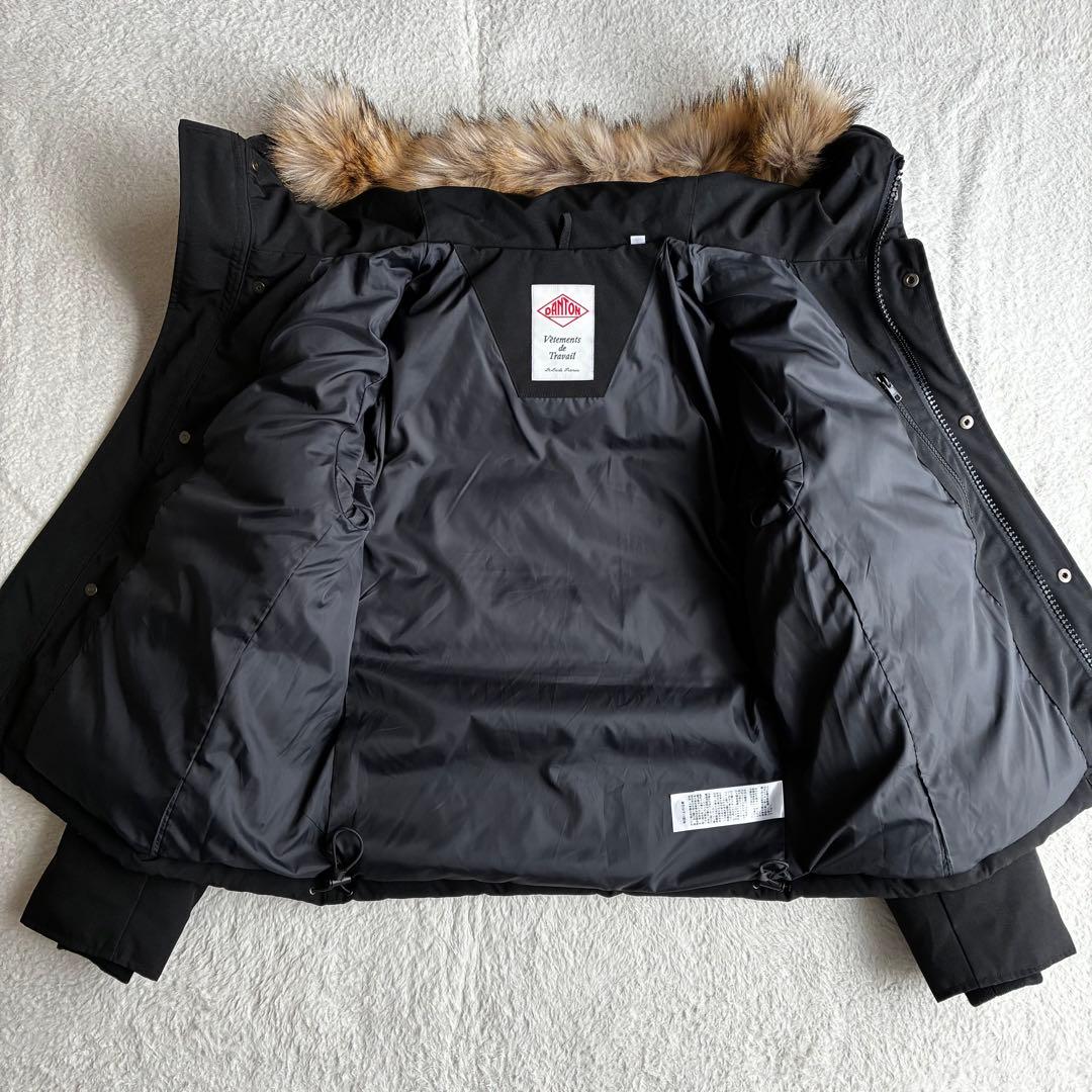 美品 ダントン Bshop ダウンジャケット 黒 ファーフード付き レディース
