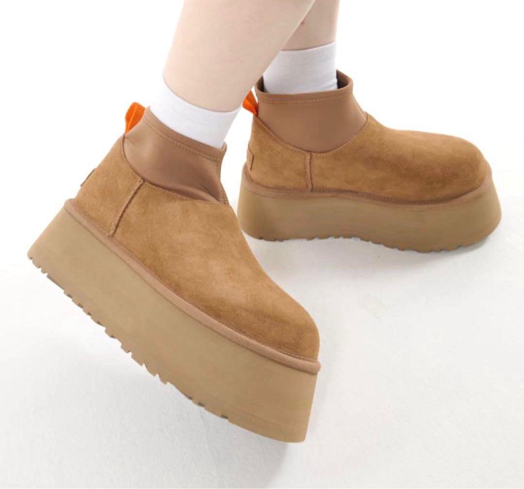 【美品】UGG ✮厚底　ミニディッパー　プラットフォーム　ムートンブーツ　24