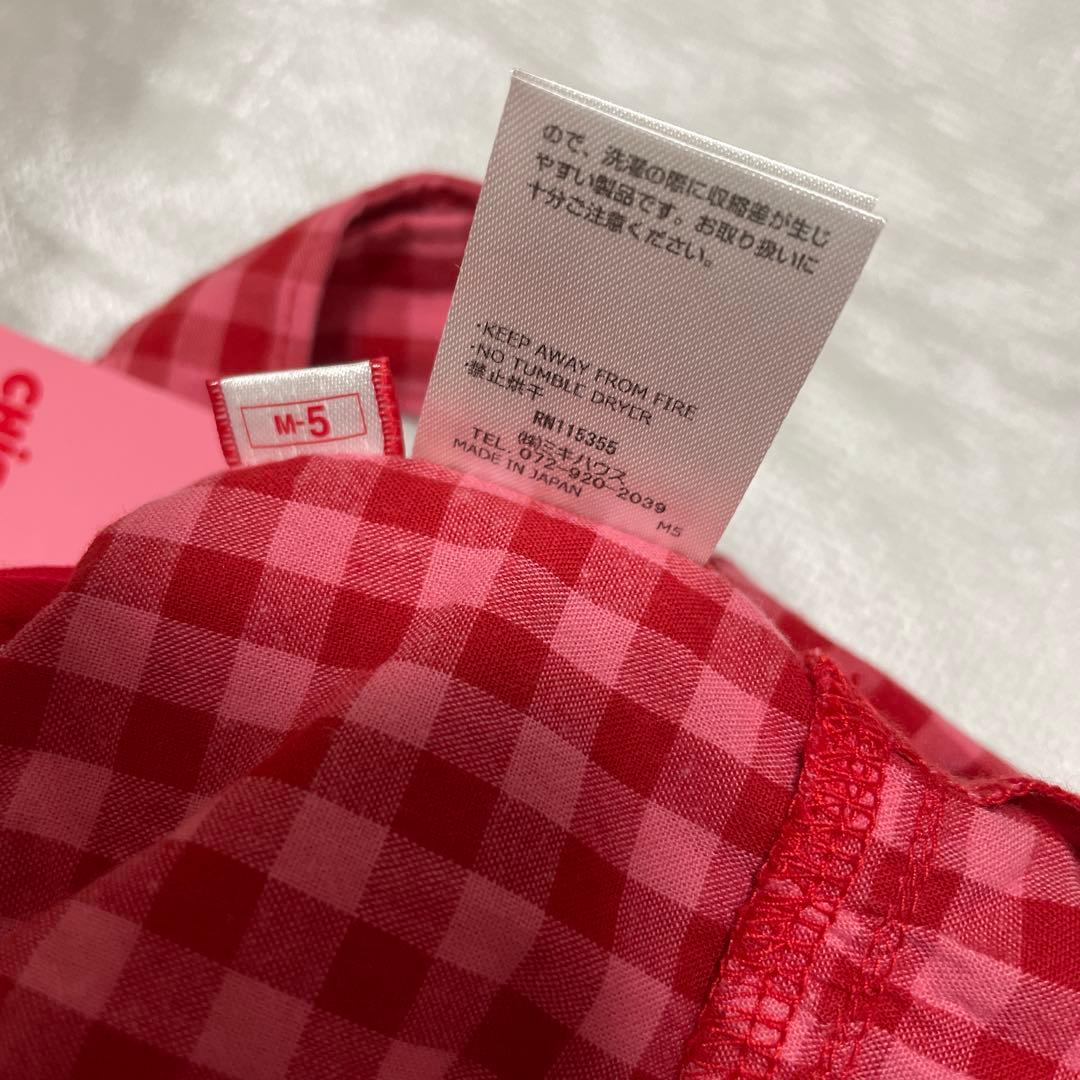 【チエコサク】チェック柄スカート付きロンパース　M(80〜90)