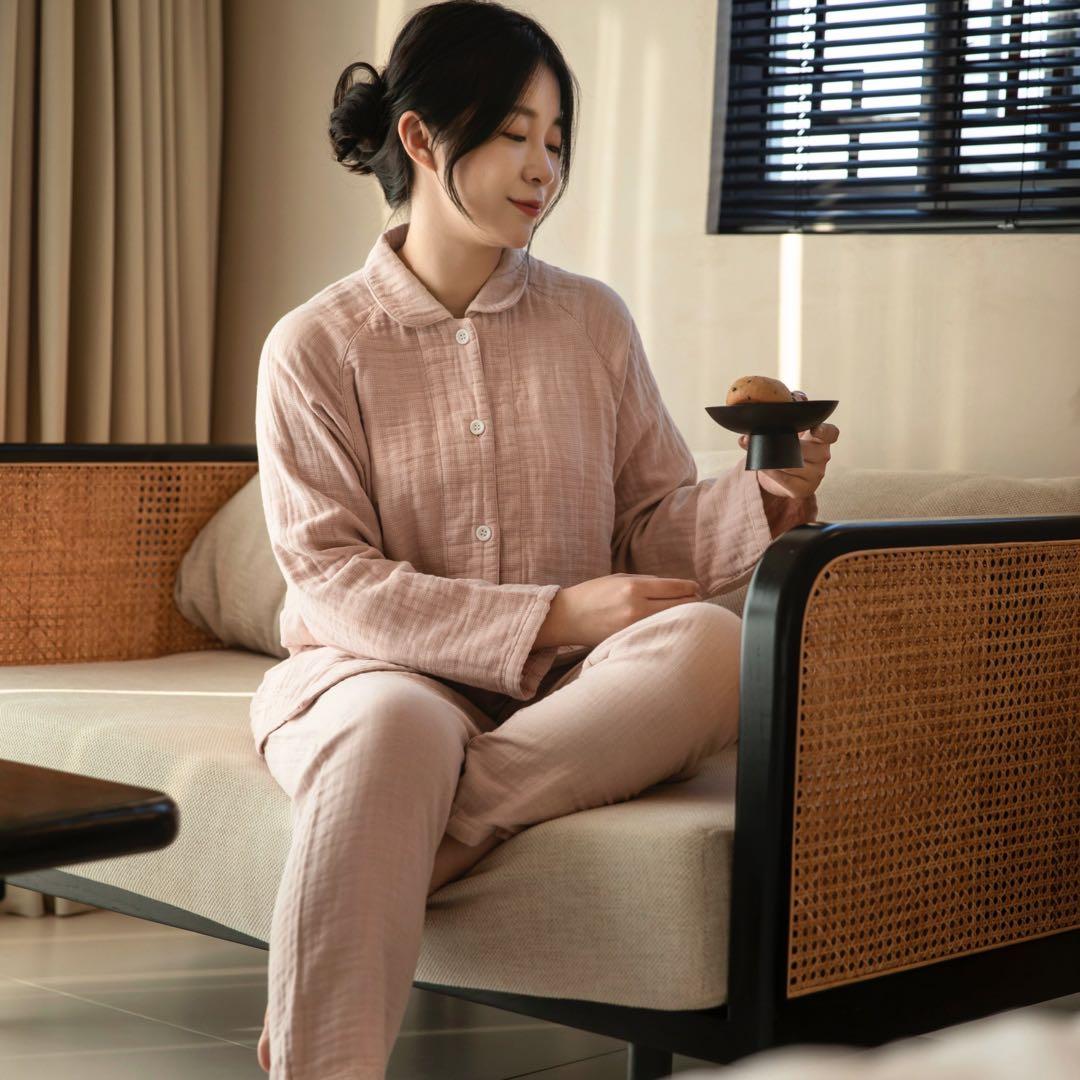 パジャマ レディース M綿100％ 4重ガーゼ 秋冬快眠パジャマ 四層ガーゼ