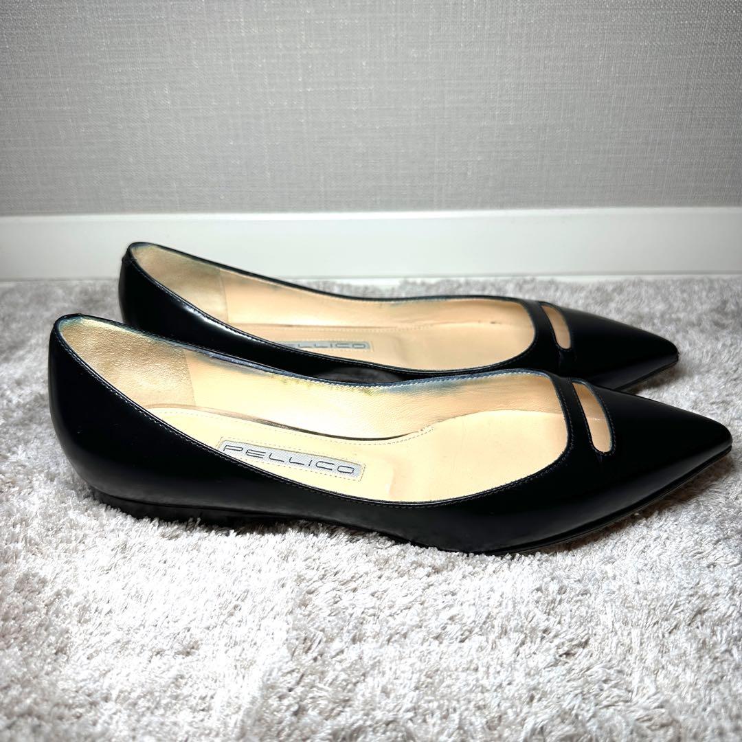 超美品⭐︎ PELLICO アネッリ 35 黒 ポインテッドトゥ レザーパンプス