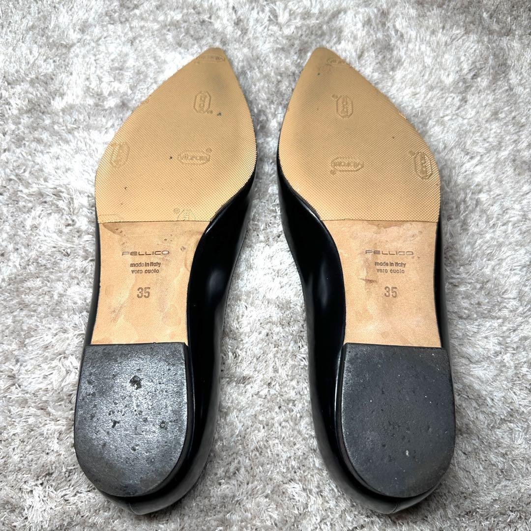 超美品⭐︎ PELLICO アネッリ 35 黒 ポインテッドトゥ レザーパンプス