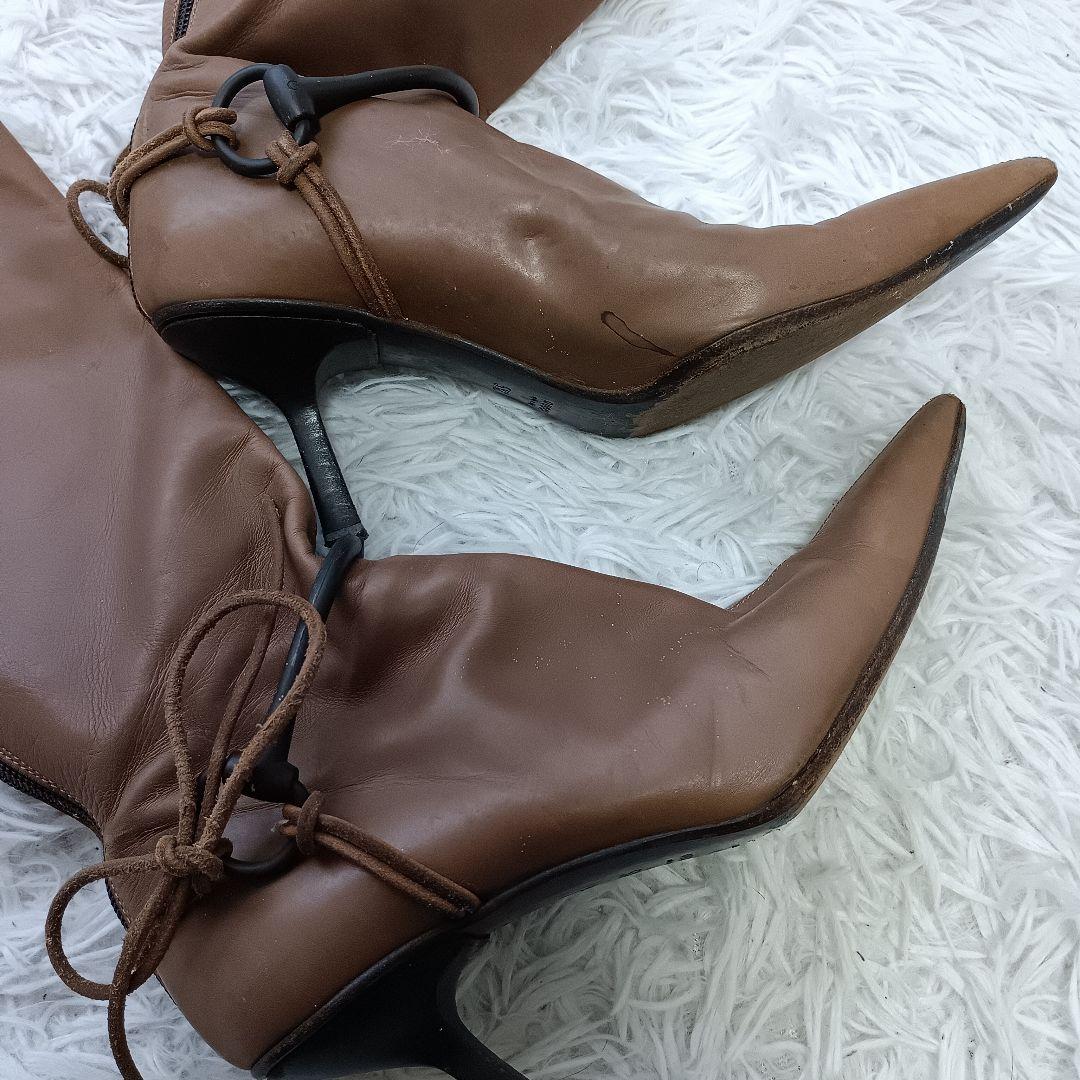 レア GUCCI グッチ ブーツ ポインテッドトゥ ヒール ミドル 51/2c