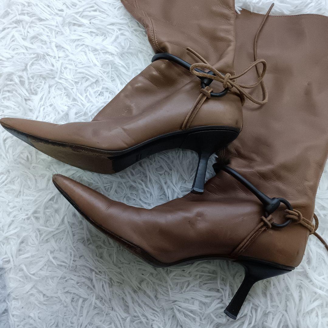 レア GUCCI グッチ ブーツ ポインテッドトゥ ヒール ミドル 51/2c