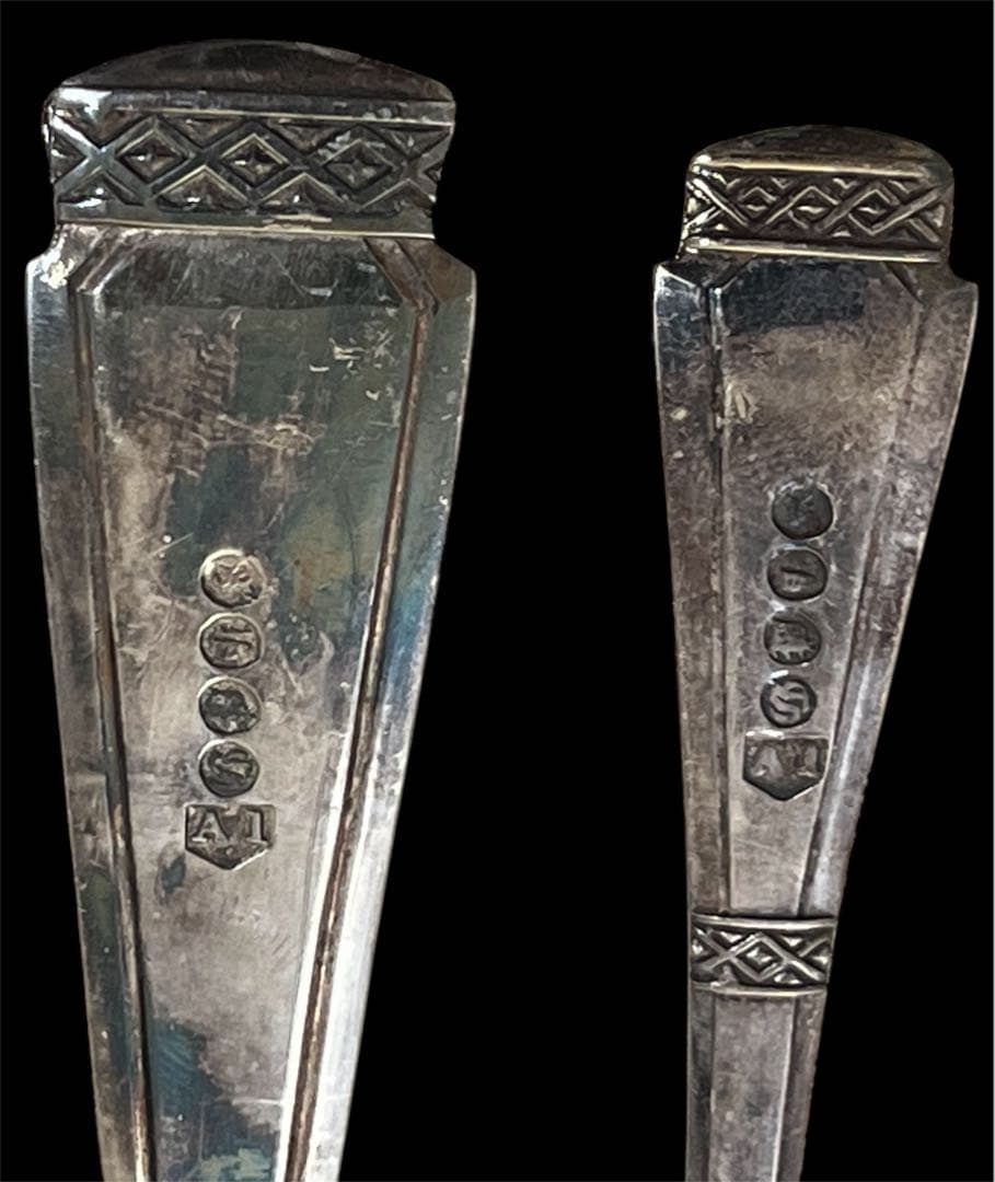 英国銀製品☆カトラリーセット スプーン6本＋サーバースプーン ホールマーク入