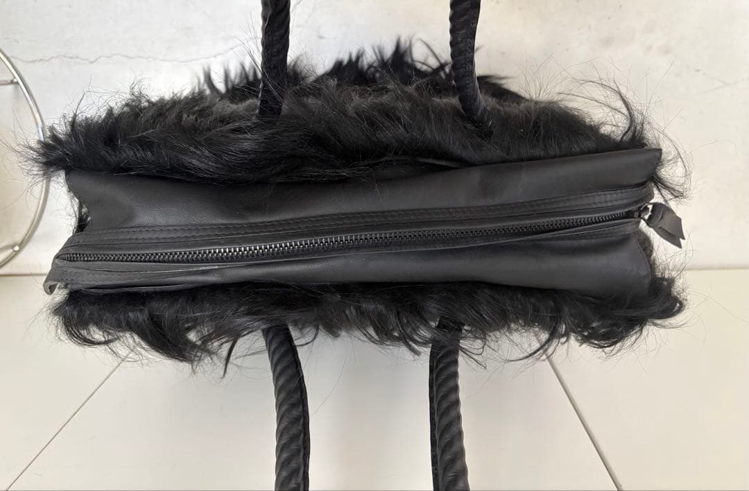 ゴートヘア　トートバッグ　ブラック　リアルファーレザー　アントワープ