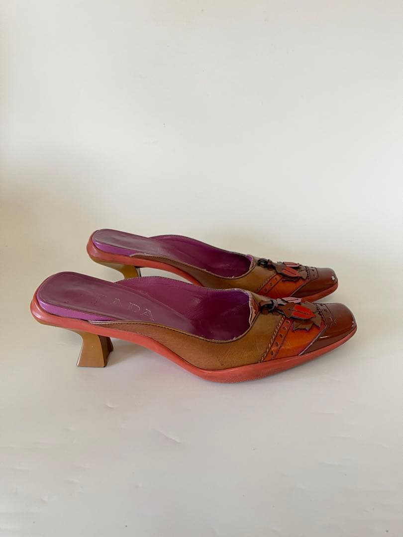 Pradaプラダオープントゥサンダル オレンジブラウン