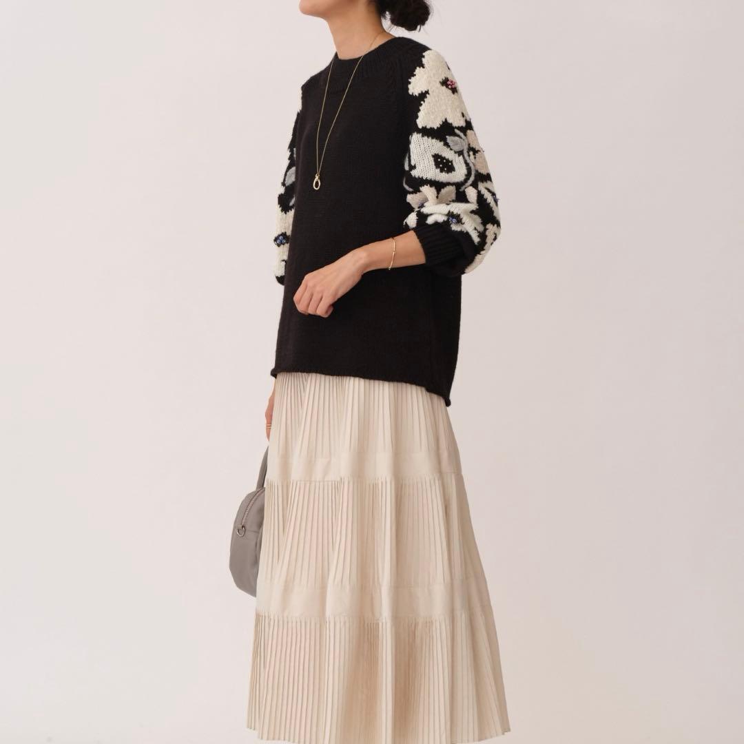 BEARDSLEY ビアズリー 袖ジャガードニット