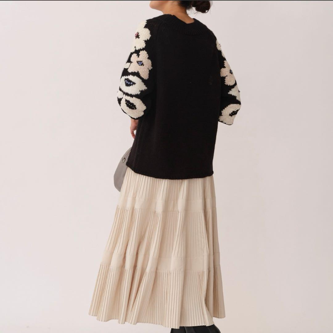 BEARDSLEY ビアズリー 袖ジャガードニット