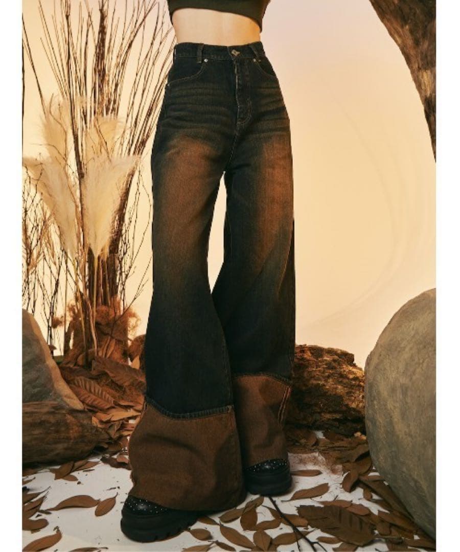 Darich ビンテージライクワイドデニムパンツ