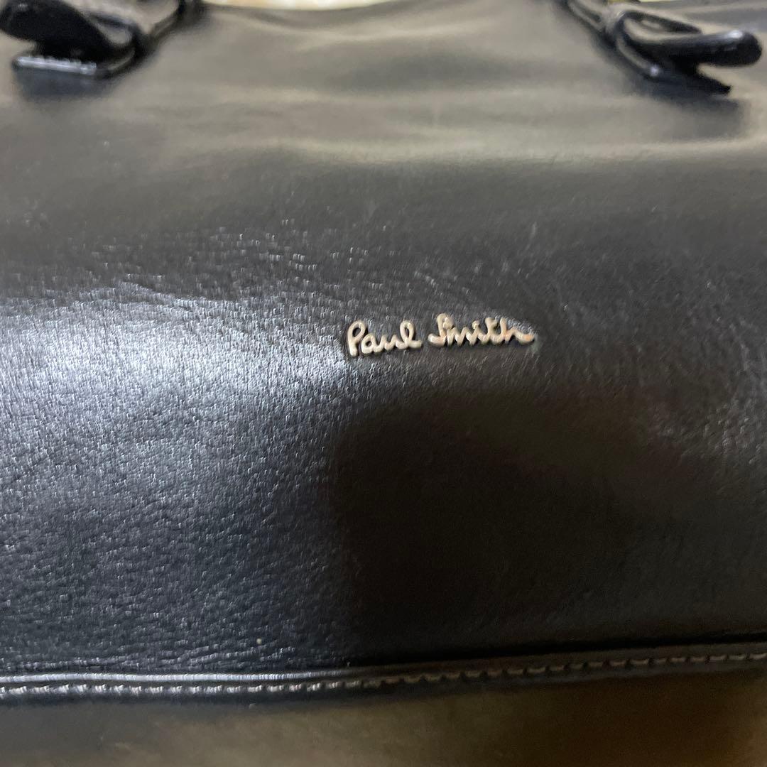 ポールスミス　ビジネスバッグ　トートバッグ　ロゴ　肩掛け可　大容量　A4可　黒