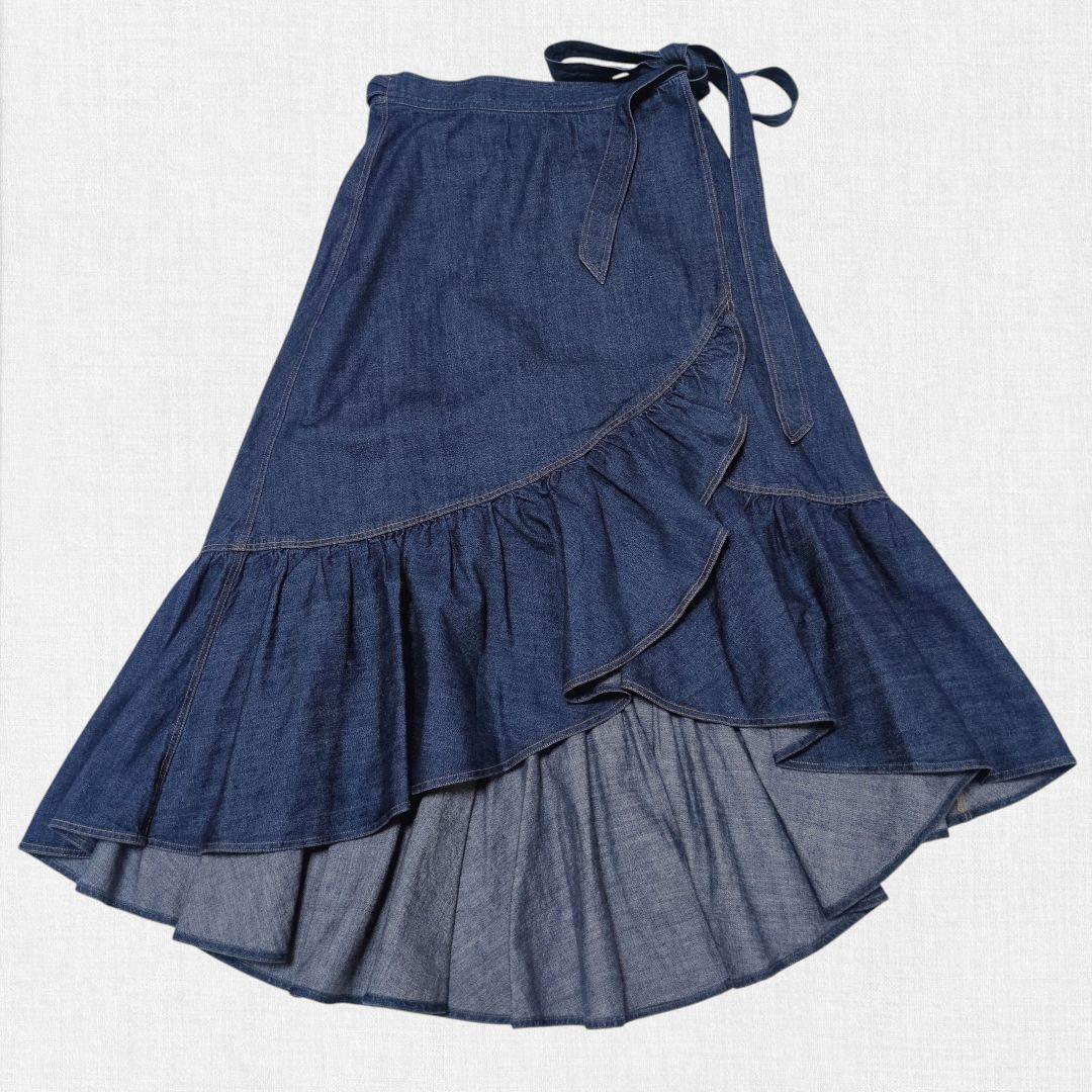 ポロラルフローレン デニム巻きスカート ラップスカート リボン 洗える