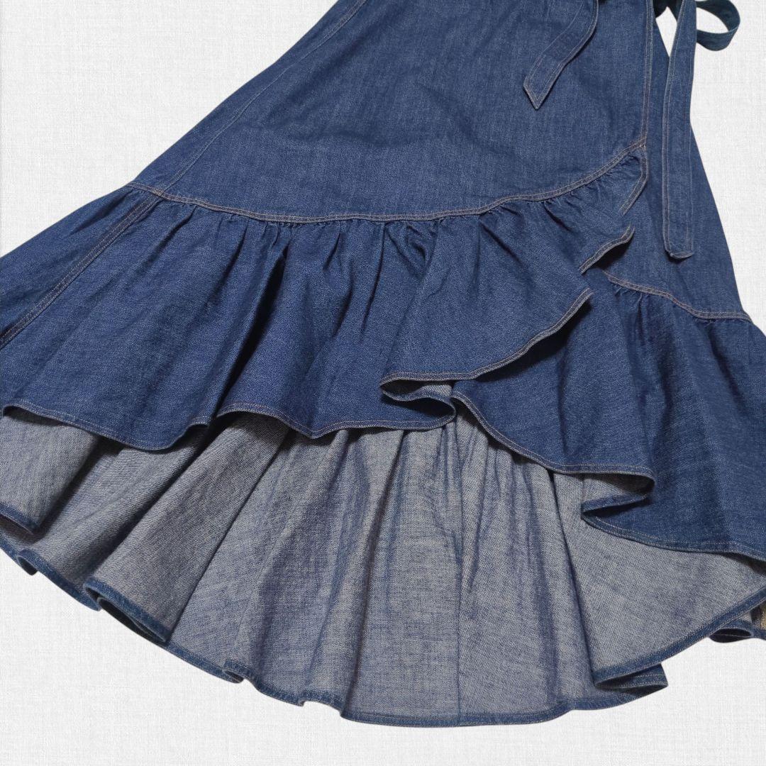 ポロラルフローレン デニム巻きスカート ラップスカート リボン 洗える