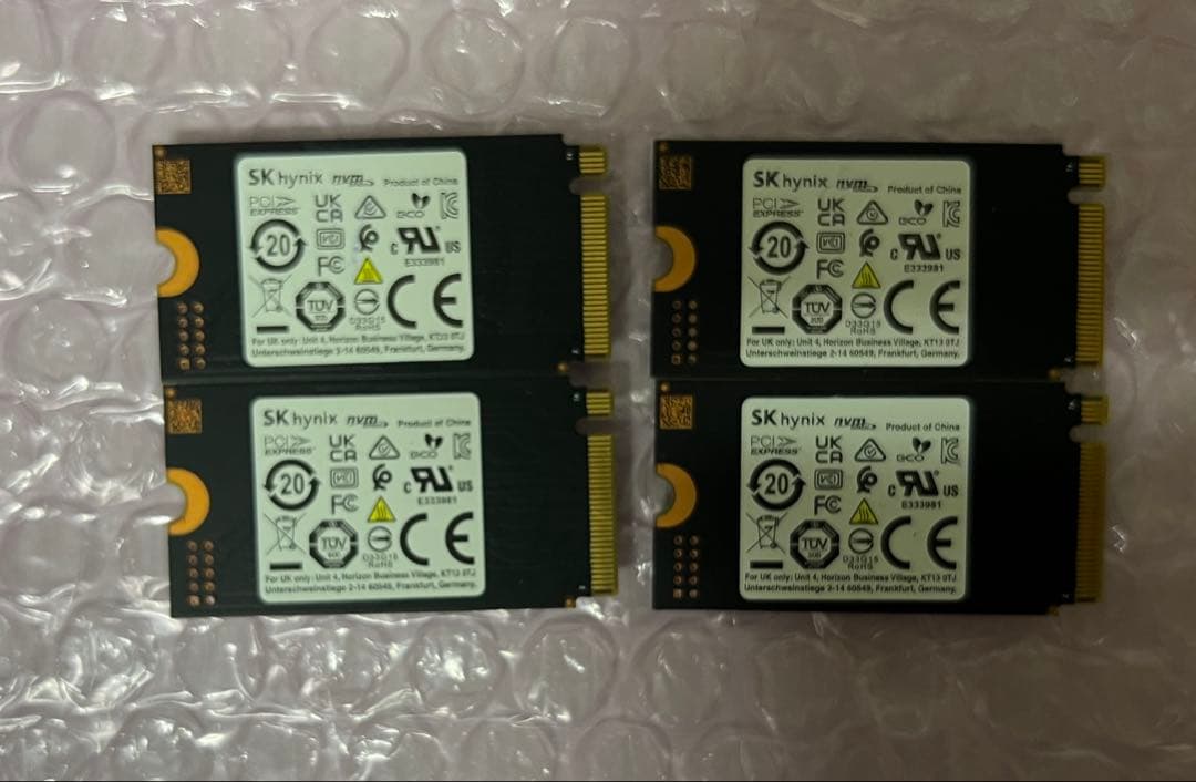中古 M.2 NVMe 2242 SSD 256GB 4枚セット