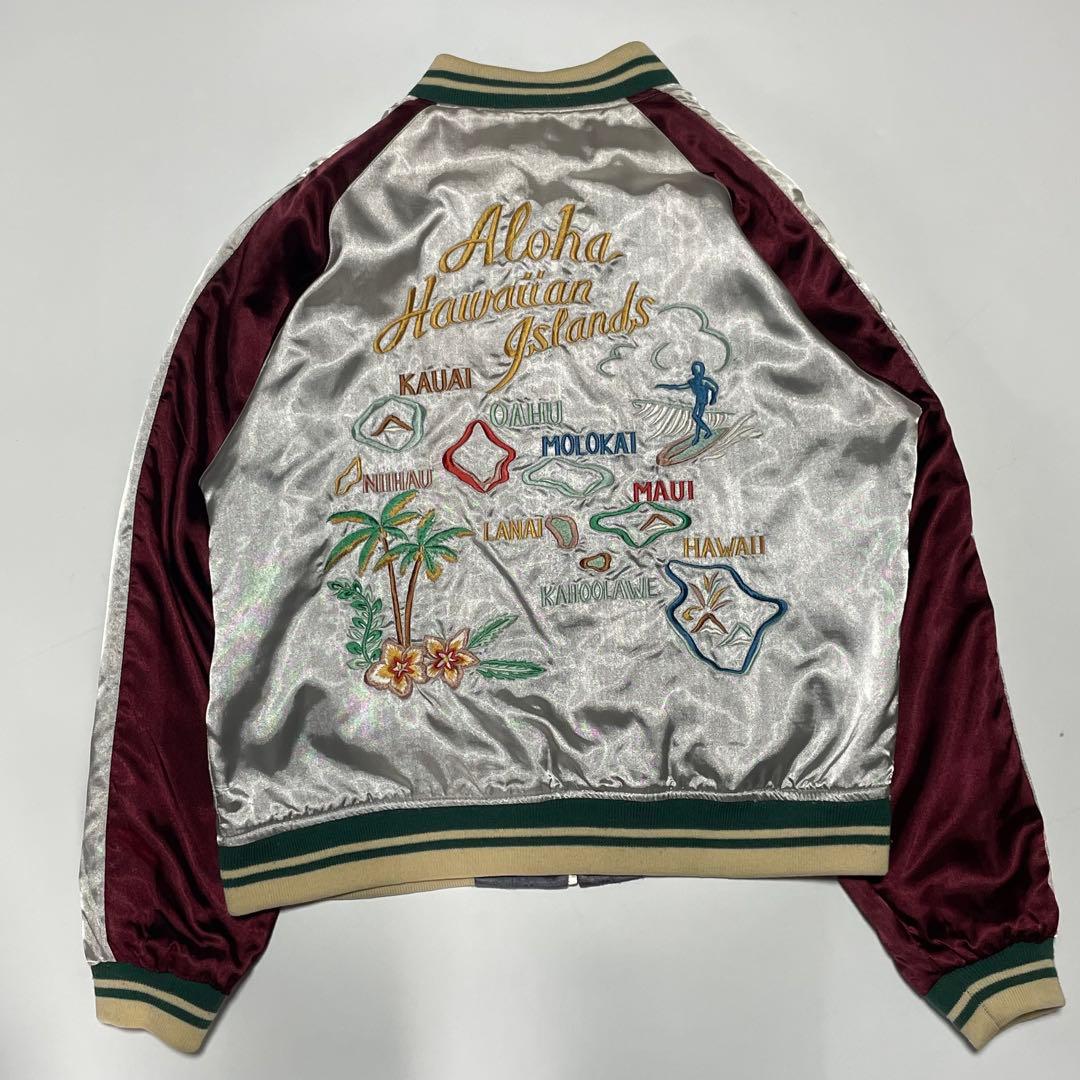 美品　テーラー東洋　スカジャン　M品番　髑髏　スカル　鷹　刺繍　リバーシブル