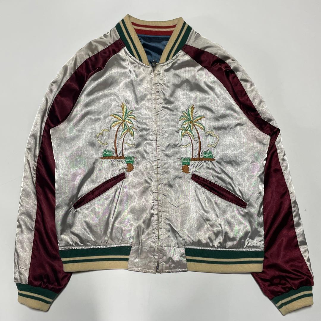 美品　テーラー東洋　スカジャン　M品番　髑髏　スカル　鷹　刺繍　リバーシブル