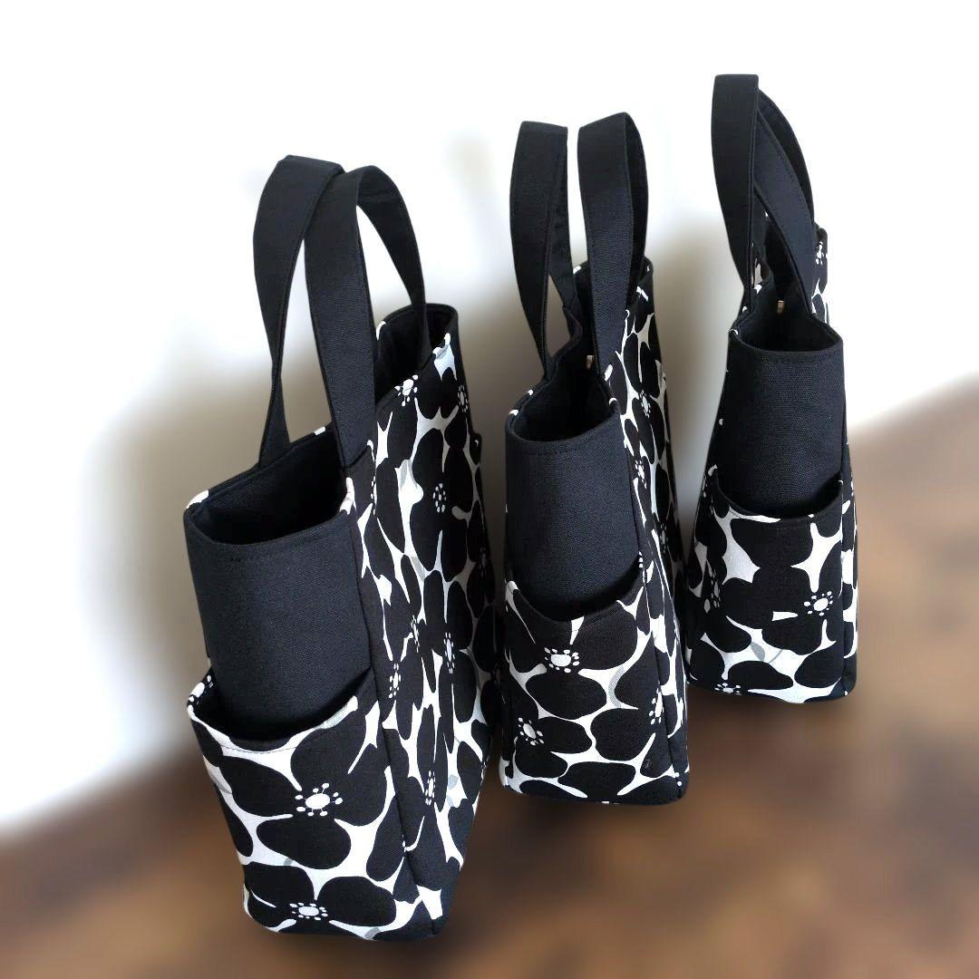 ハンドメイド　サイドポケット付き トートバッグ　花柄