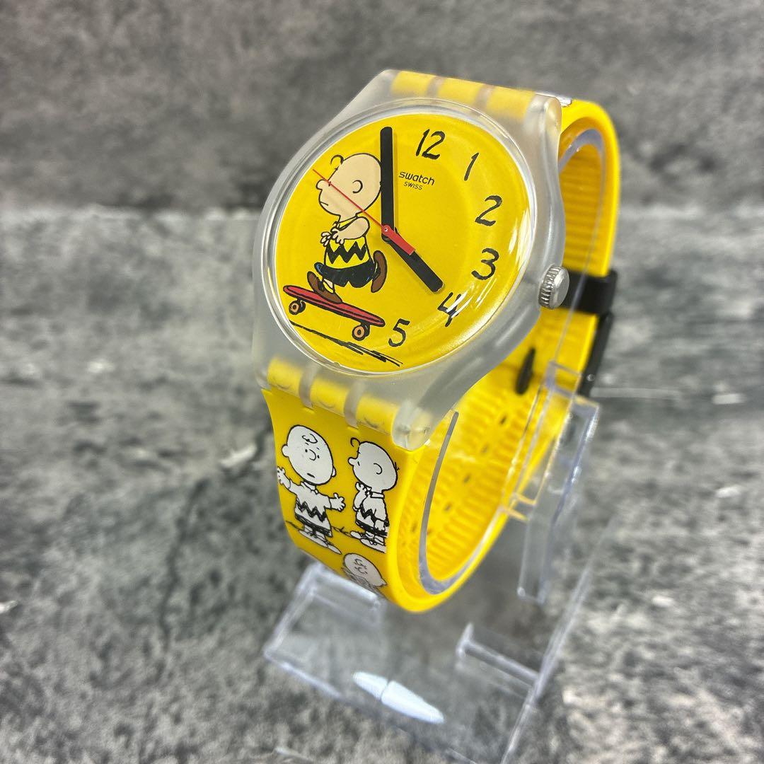 美品　スウォッチ　スヌーピー　ピーナッツ　時計　イエロー　チャーリーブラウン