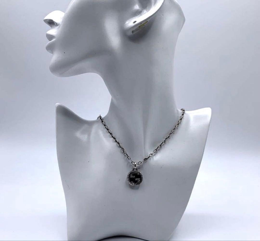 GUCCI ネックレス インターロッキング　アラベスク　いぶし銀　GG