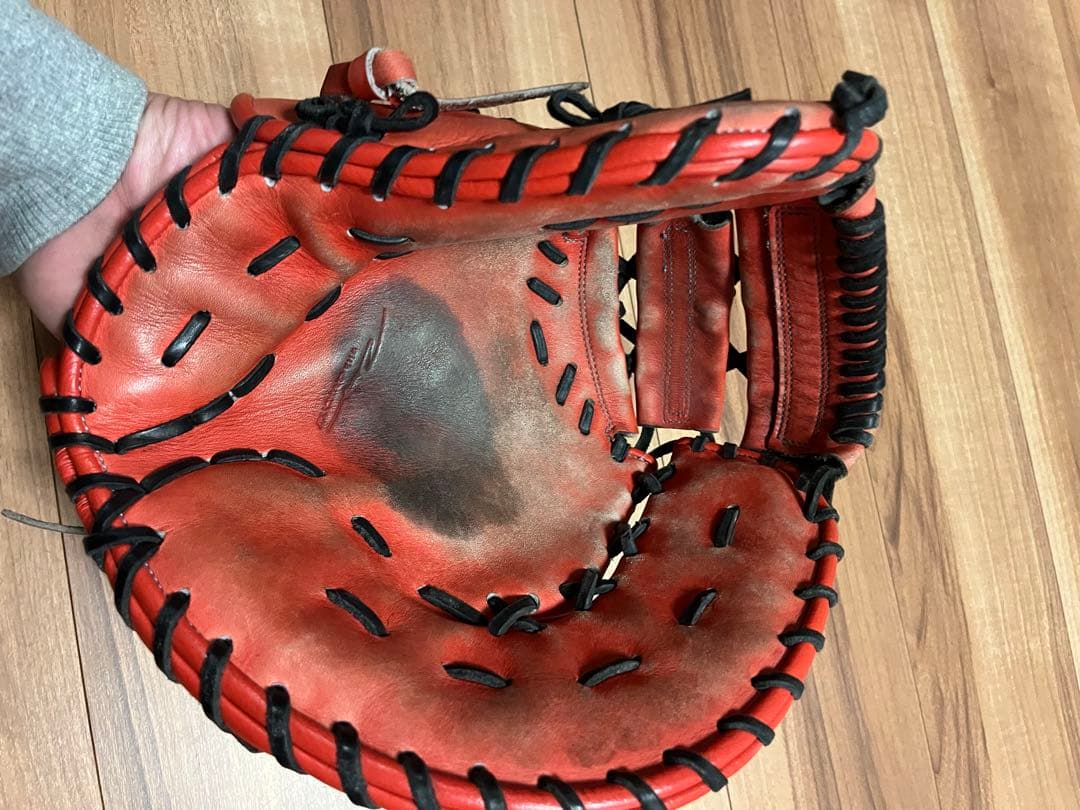 オレンジ レザー 野球グローブ