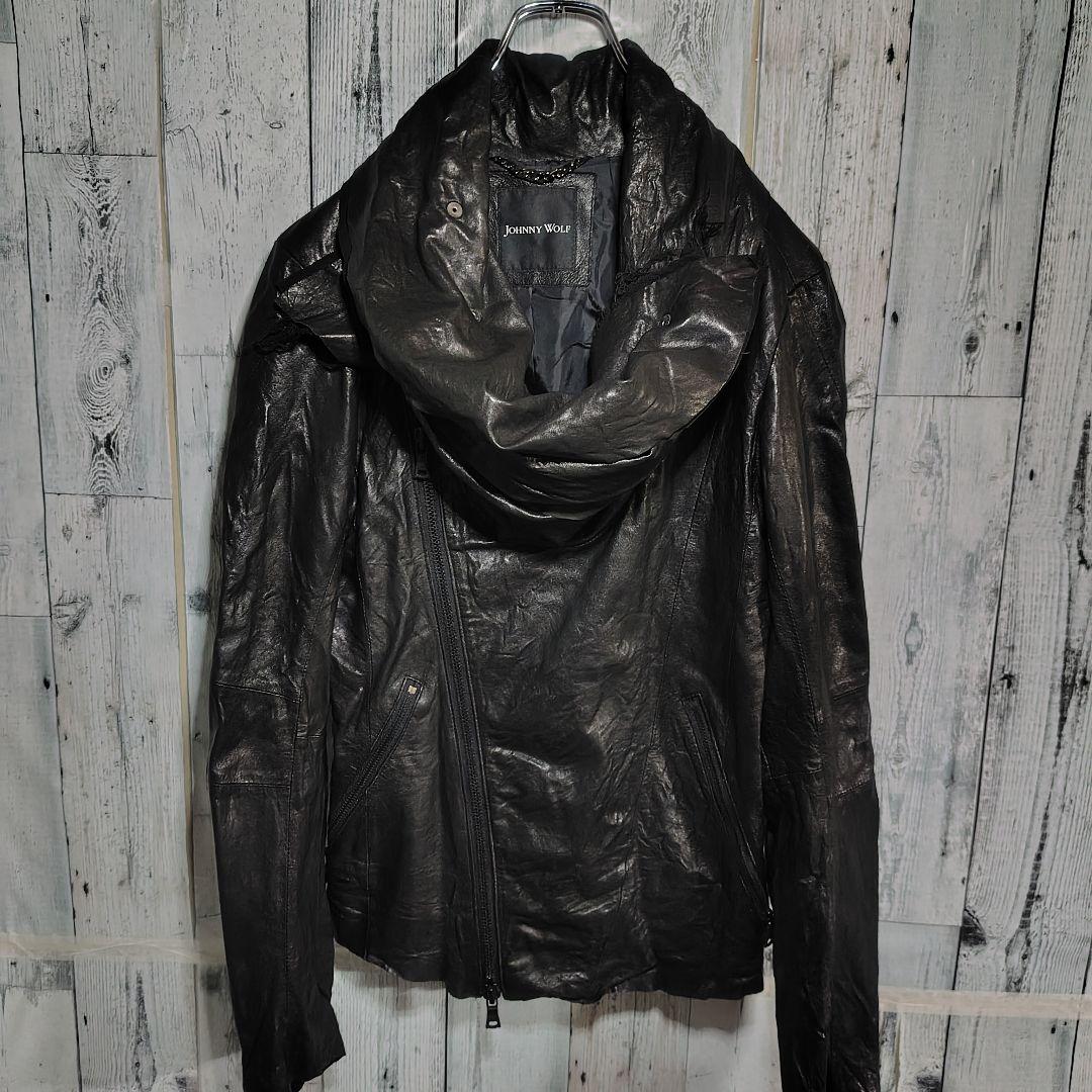 sandwich Johnny Wolf ドレープレザージャケット 変形襟