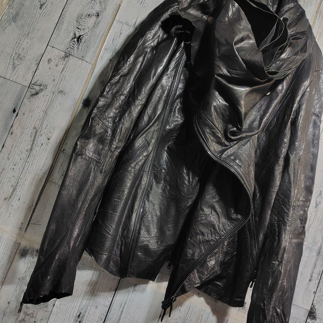 sandwich Johnny Wolf ドレープレザージャケット 変形襟