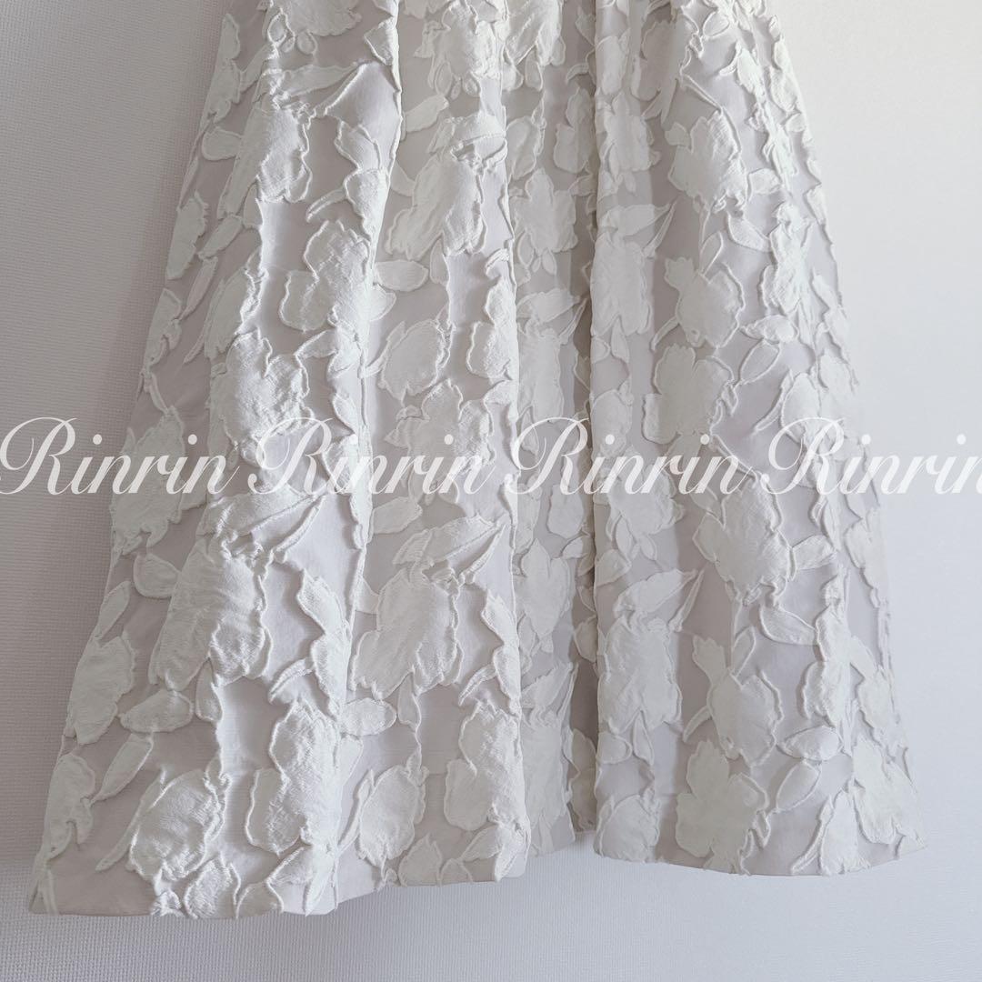 【美品】ANAYI フラワージャガードタックフレアスカート 36