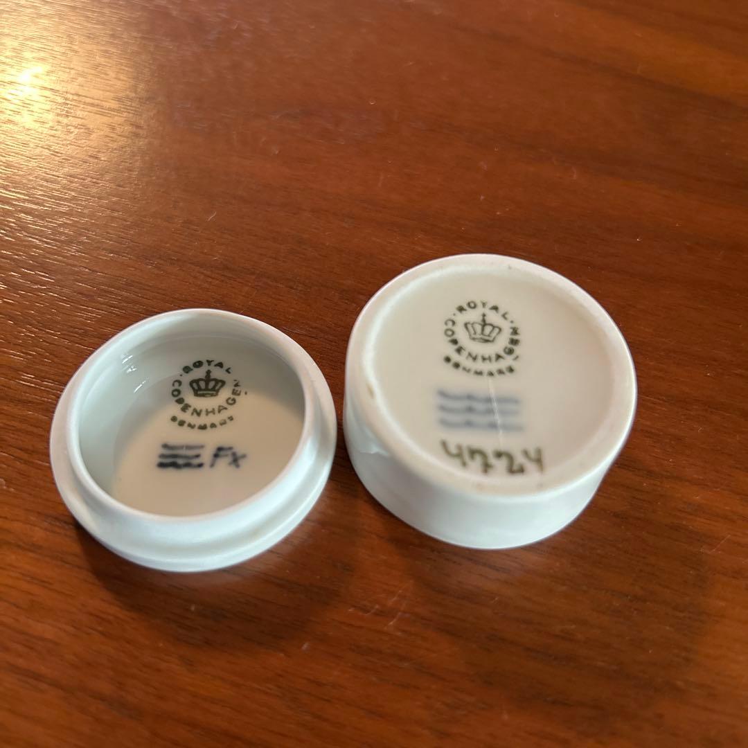 ロイヤルコペンハーゲン ハンドペイント ブルーフルーテッド ピルケース 蓋付き