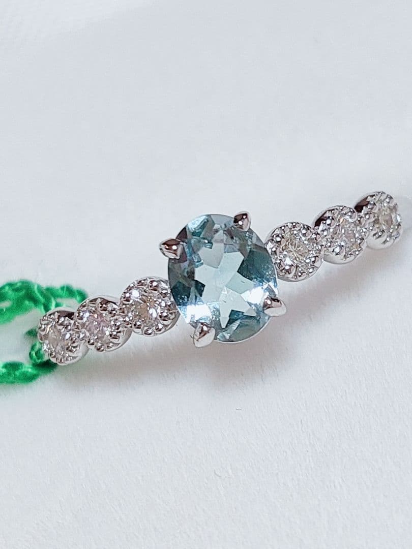 新入荷 未使用品 pt900 天然アクアマリン ダイヤモンド リング