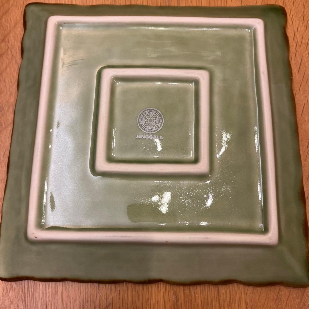 JENGGALA 緑色 正方形プレート 6枚セット