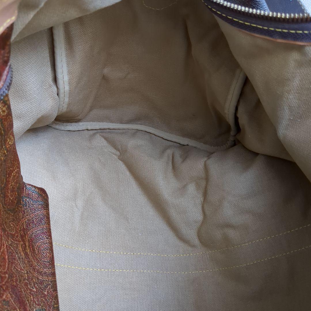 ETRO エトロ ボストンバッグ 南京錠・鍵・タグ付き 茶系ペイズリー 大容量