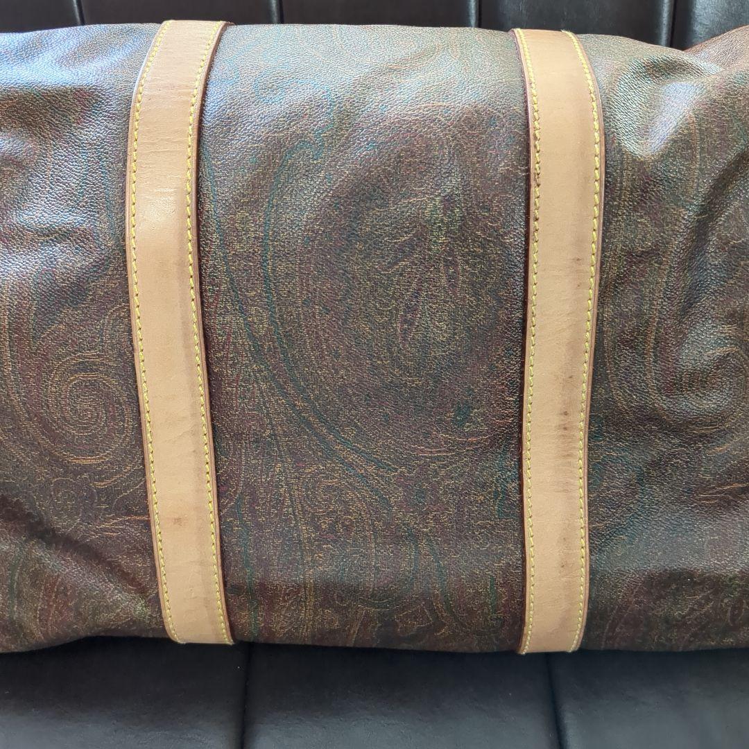 ETRO エトロ ボストンバッグ 南京錠・鍵・タグ付き 茶系ペイズリー 大容量