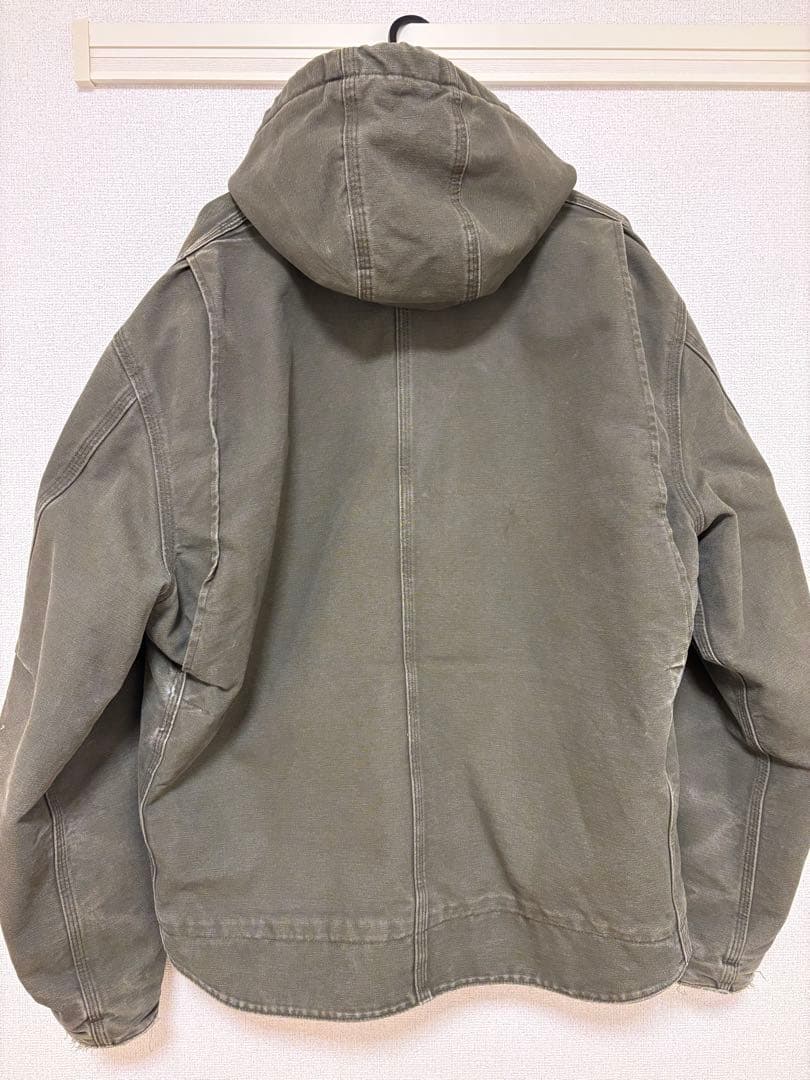 【希少最高カラー】カーハート　レザーロゴ　裏ボアダックジャケット　XL