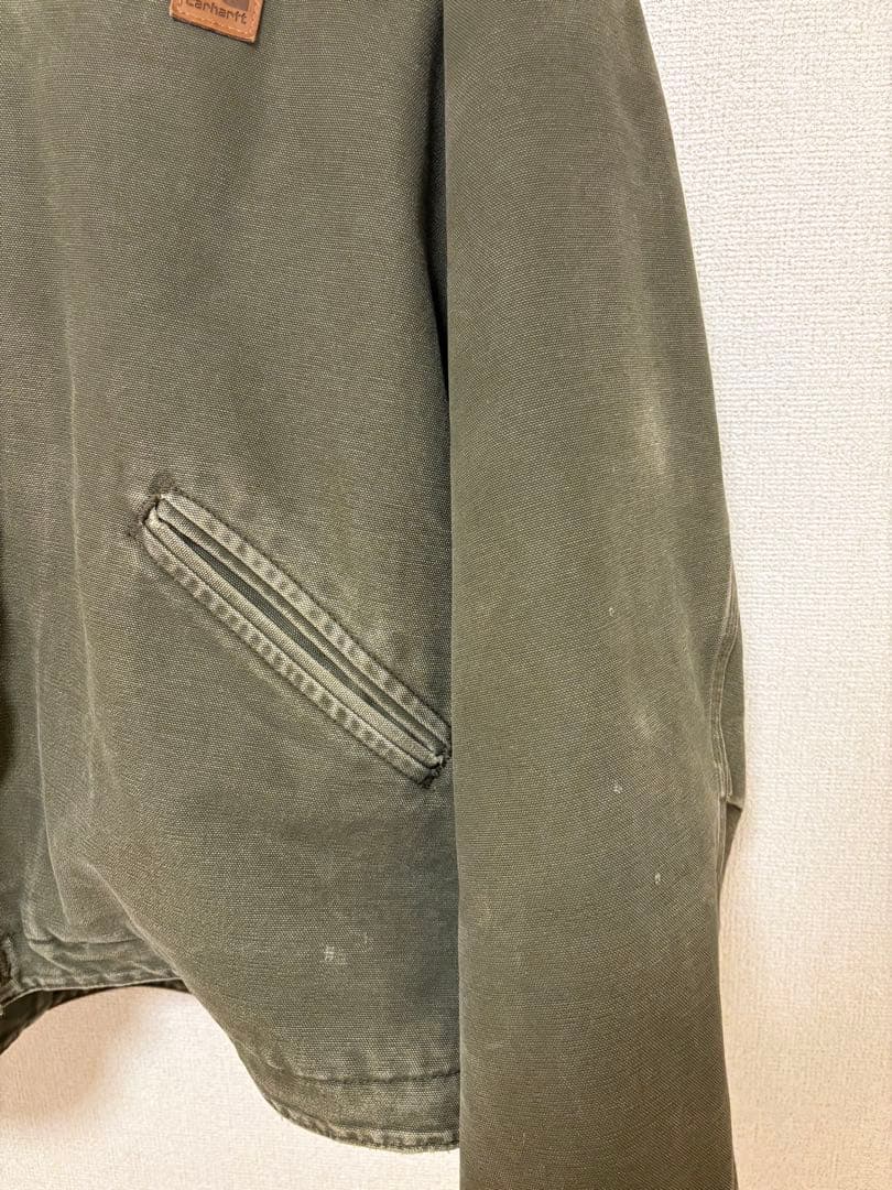 【希少最高カラー】カーハート　レザーロゴ　裏ボアダックジャケット　XL