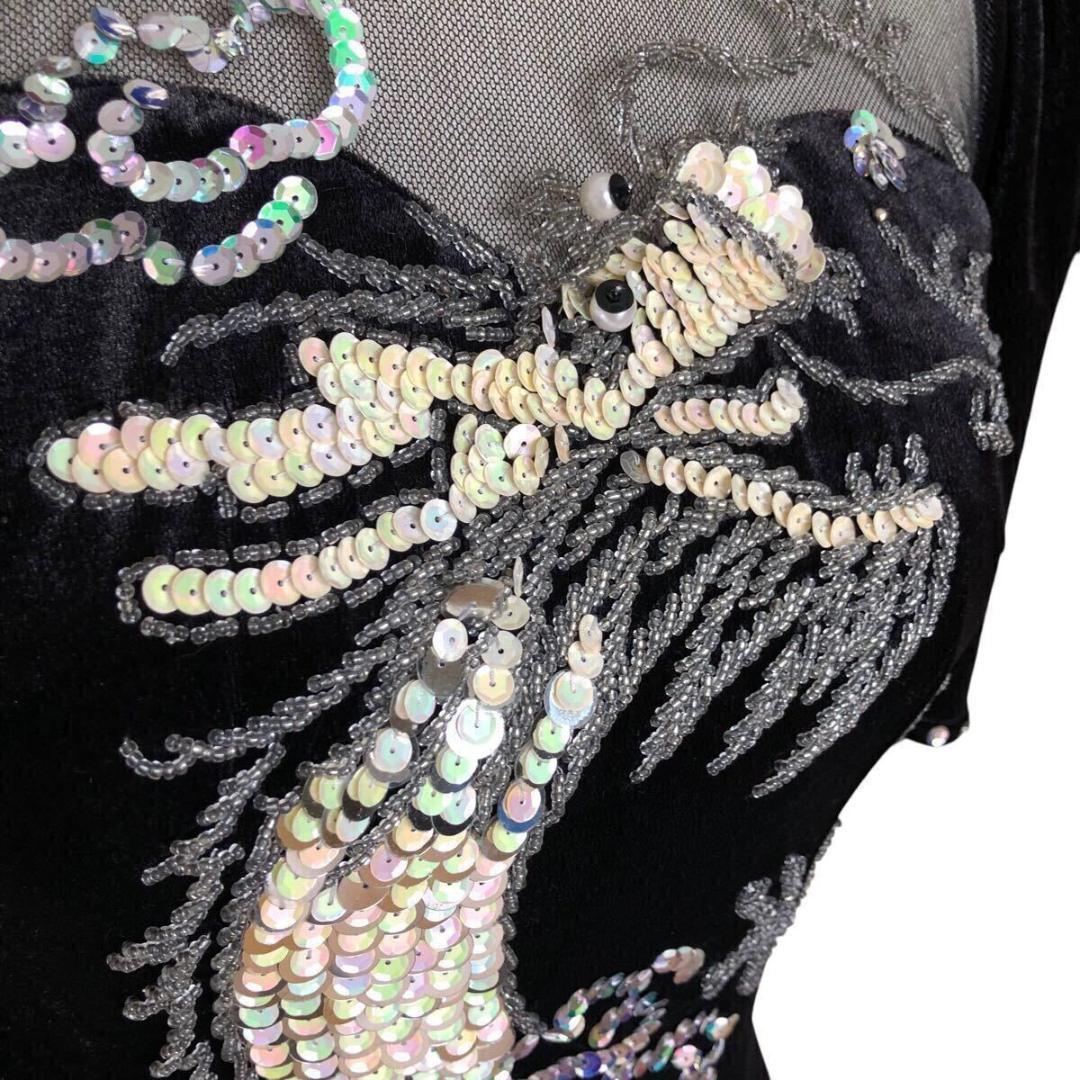 豪華⭐️チャイナドレス ベルベット ドラゴン スパンコール刺繍