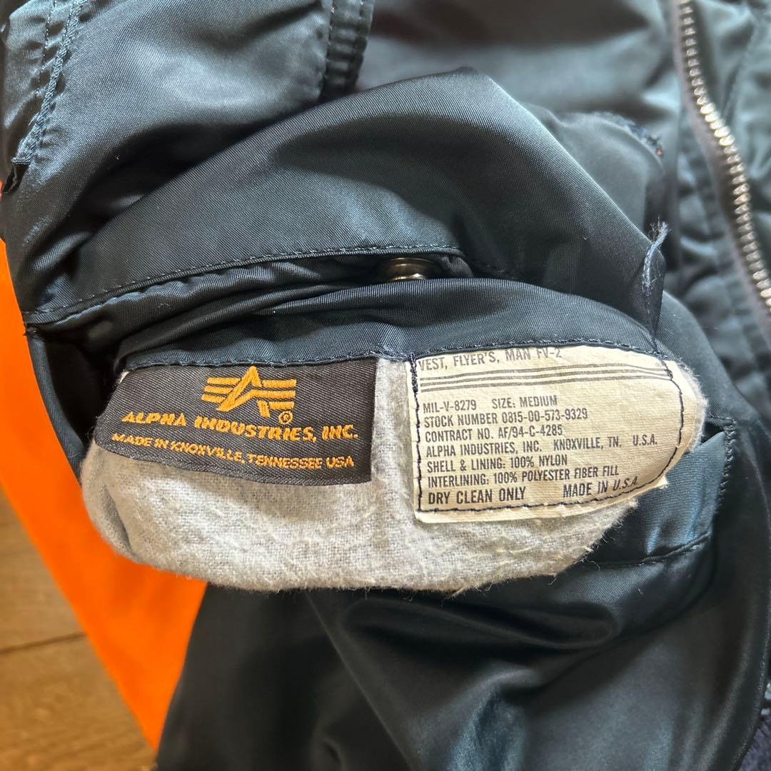 アルファ アメリカ製 MA-1 ネイビー オレンジ M ベスト リーバシブル