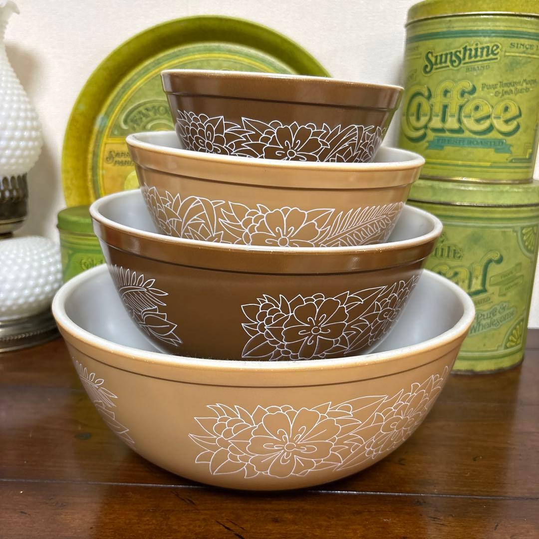 【4点セット】パイレックス ウッドランド ミキシングボウル