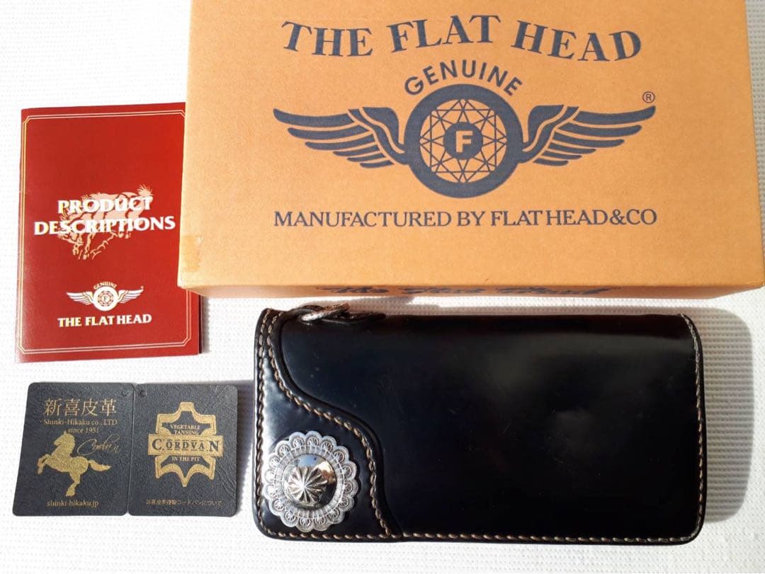 最終※フラットヘッド 最高級 コードバン レザー 925 コンチョ ウォレット