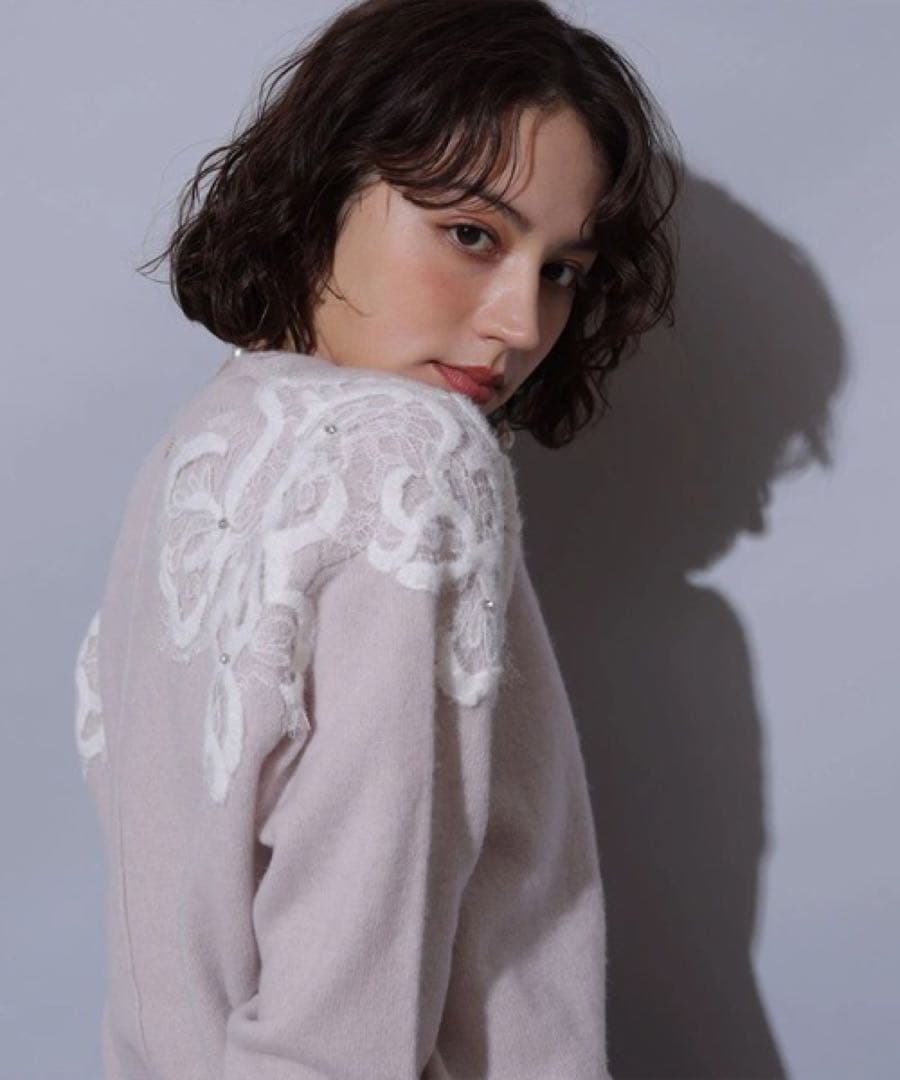 【いいね不要】Arpege Story ショルダーレースVネックニット