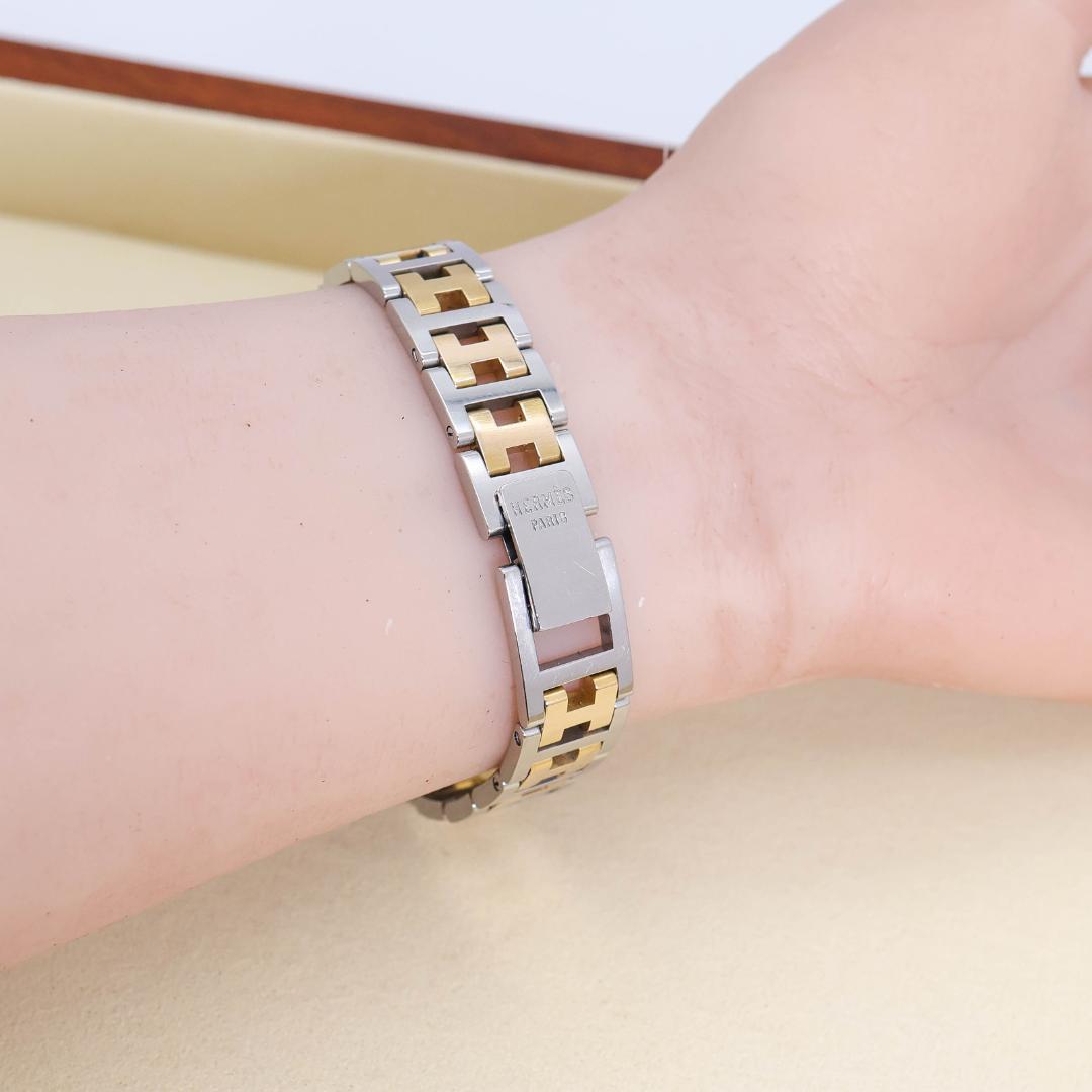 稼働 Hermes クリッパー 腕時計 ゴールド コンビ Hベルト 2718a