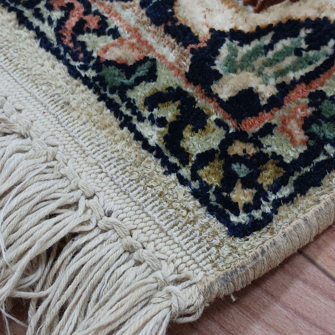 専用Y3137 インド カシミールシルク絨毯 手織り 151×94㎝