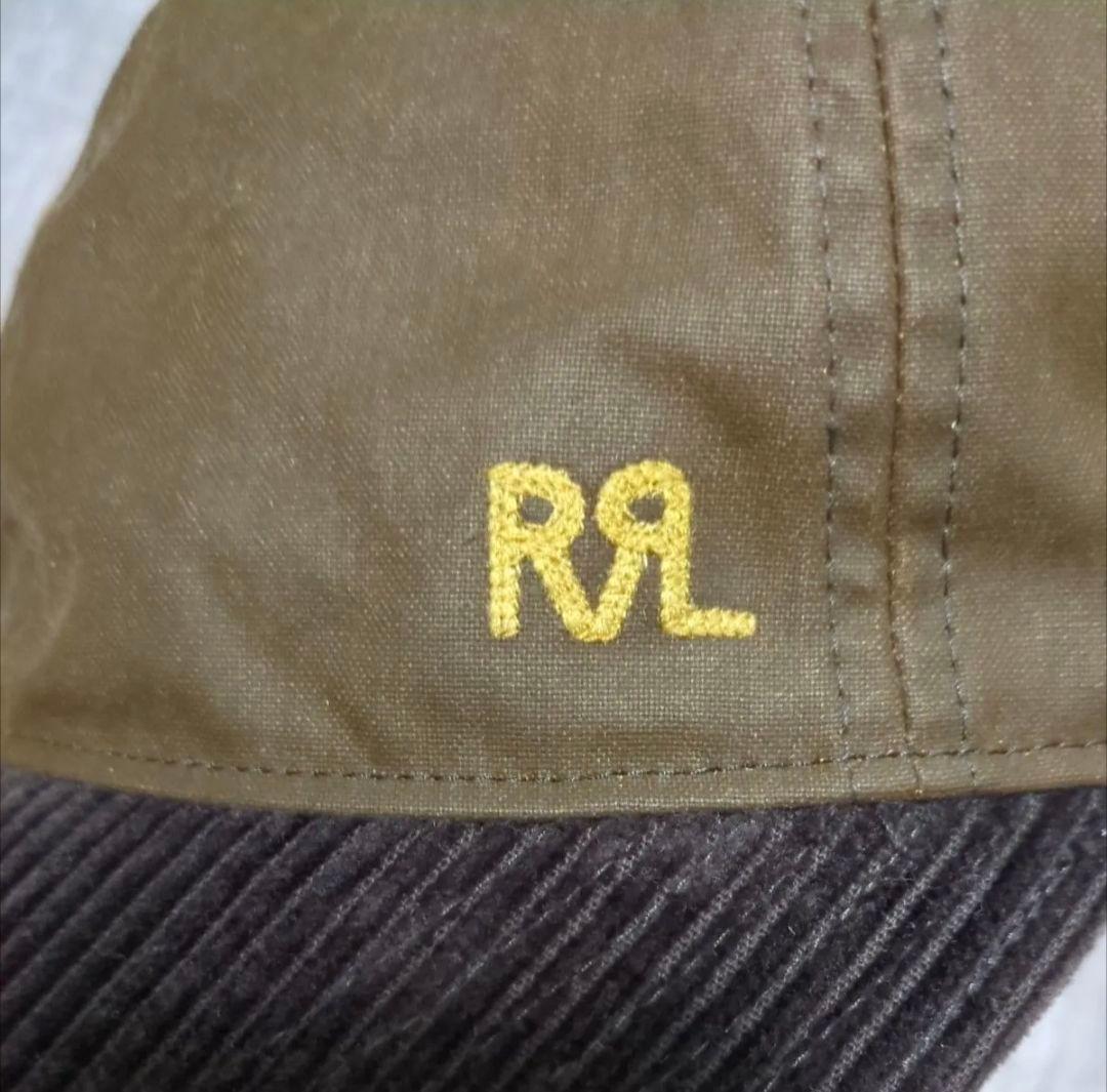 RRL ダブルアールエル コーデュロイオイルドキャップ ブラウン ロゴ刺繍