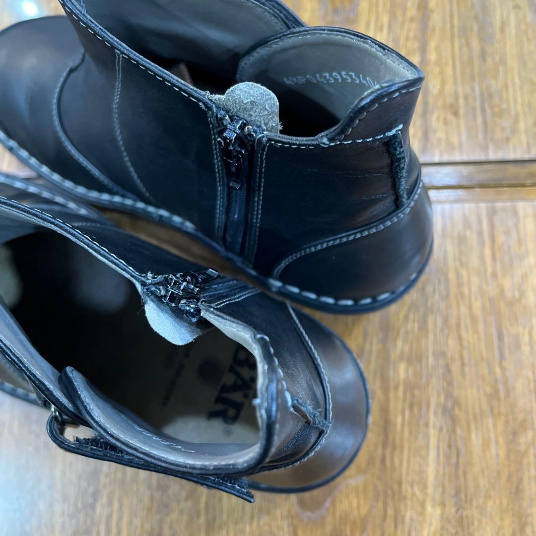 ドイツ.BAR(ベアー)ショートブーツ黒本革レザー24.0cm定価¥55000