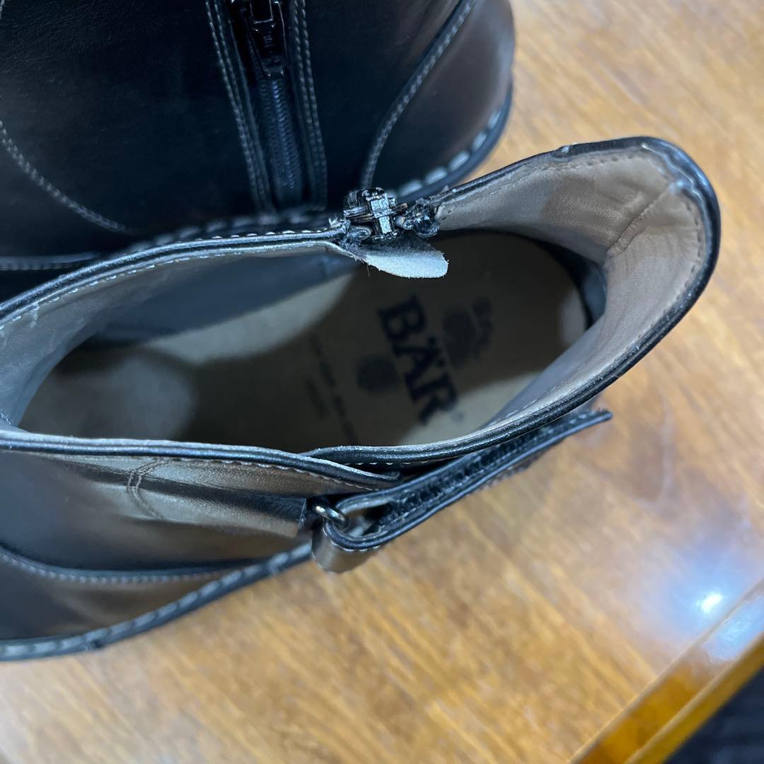 ドイツ.BAR(ベアー)ショートブーツ黒本革レザー24.0cm定価¥55000