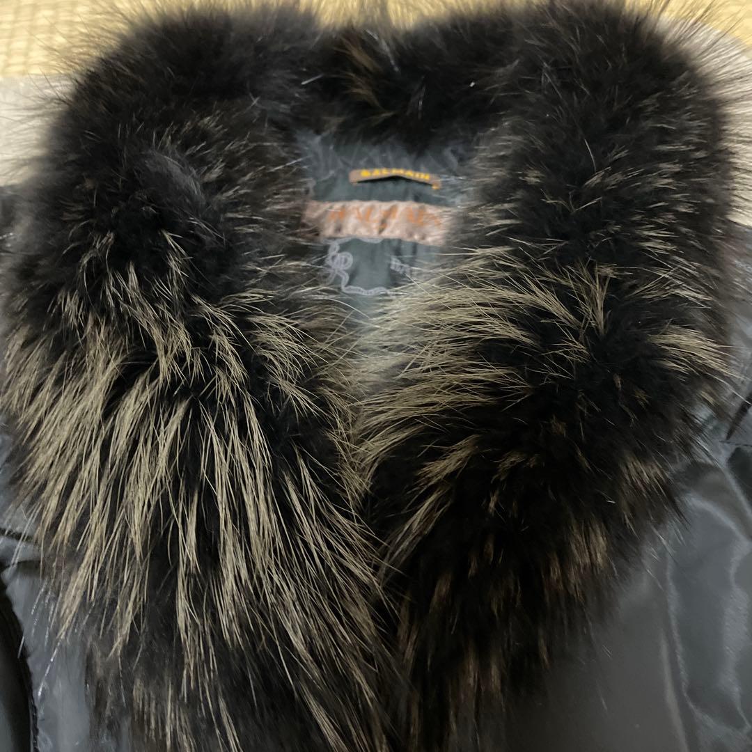 【極美品】BALMAIN ダウンコート ラクーン ロング ブラック L