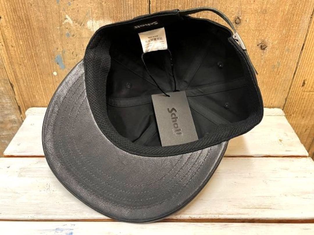 ショット パラフィンレザー 8パネルキャップ BK/日本製
