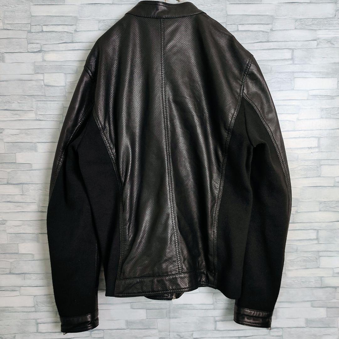 【超希少】DIESEL☆シープスキン　パンチングレザージャケット　M　黒　虎