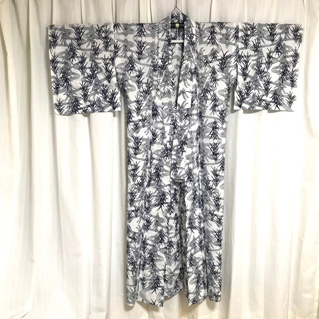 竺仙 浴衣 丈152 裄66.5cm ゆかた カキツバタ あやめ 花菖蒲 藍染