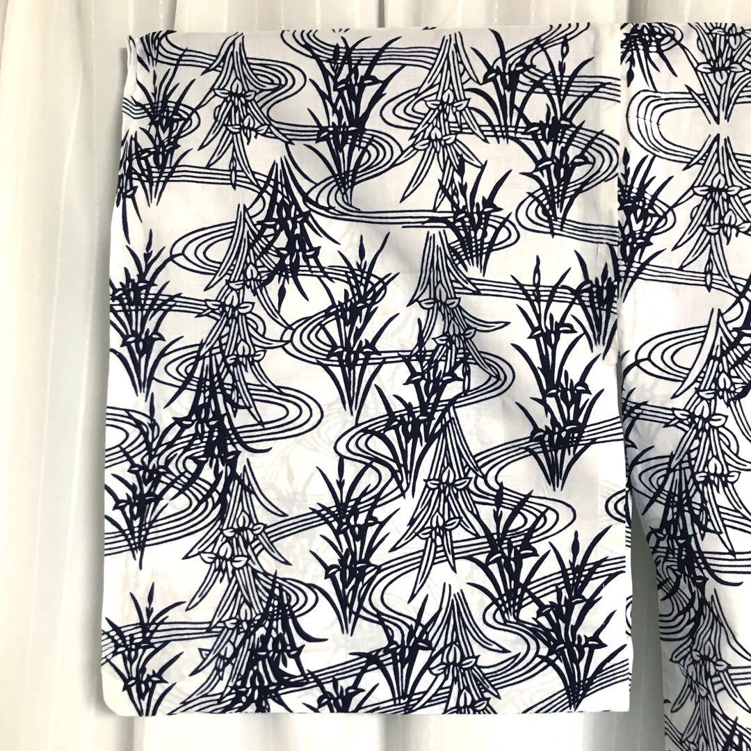 竺仙 浴衣 丈152 裄66.5cm ゆかた カキツバタ あやめ 花菖蒲 藍染