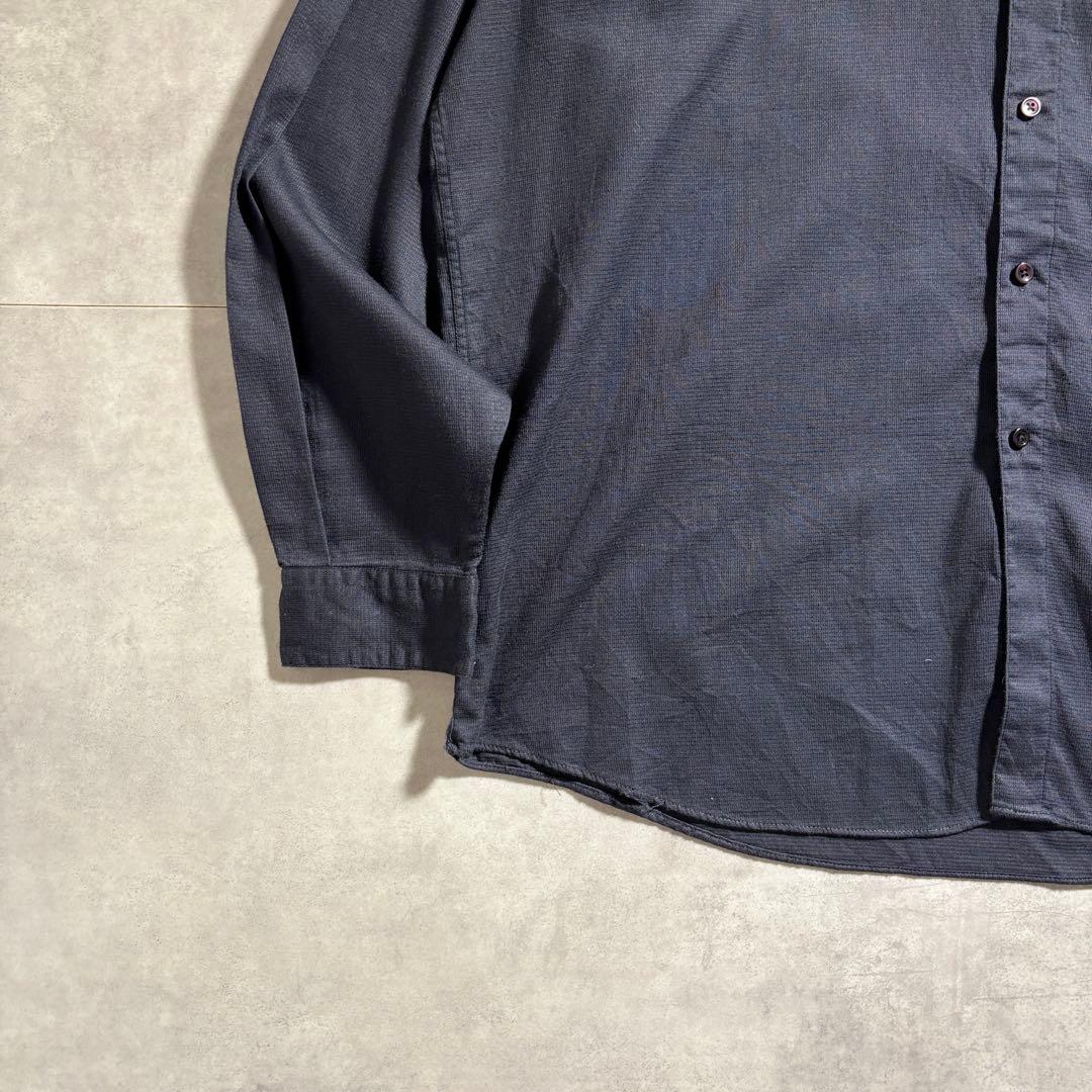 古着 90s 00s ペリーエリス ブラック シャツ 長袖 無地 ワッフル